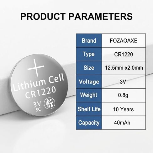 CR1220 Battery 5 Pack, CR1220 3V Lithium Battery, 10-Year Shelf Life Leak-Proof CR 1220 1220 3V Lithium Batteries Button Coin Cell in Saudi Arabia