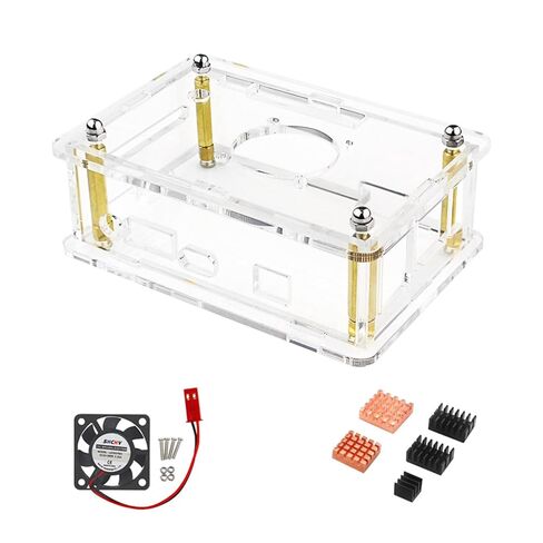 غطاء شفاف لمروحة المشتت الحراري لـ Orange Pi 4 LTS علبة أكريليك صندوق شفاف مع مروحة تبريد (اختياري) in Kuwait