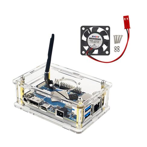 غطاء شفاف لمروحة المشتت الحراري لـ Orange Pi 4 LTS علبة أكريليك صندوق شفاف مع مروحة تبريد (اختياري) in Kuwait