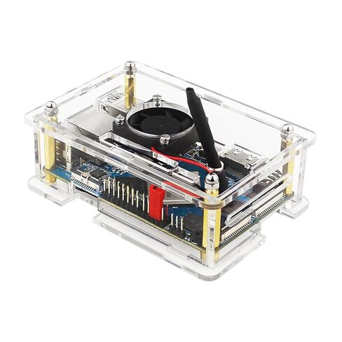 غطاء شفاف لمروحة المشتت الحراري لـ Orange Pi 4 LTS علبة أكريليك صندوق شفاف مع مروحة تبريد (اختياري) in Kuwait