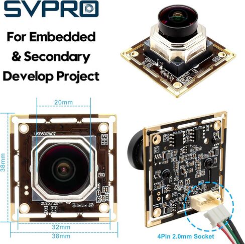 وحدة كاميرا USB Svpro 5MP 30FPS بتركيز تلقائي، عين السمكة بزاوية واسعة 138 درجة، مستشعر IMX335، كاميرا ويب أمان منخفضة الإضاءة لرؤية جهاز الكمبيوتر، توصيل وتشغيل UVC لنظام التشغيل Windows وMacOS وLinux وAndroid in Kuwait