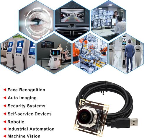 وحدة كاميرا USB Svpro 5MP 30FPS بتركيز تلقائي، عين السمكة بزاوية واسعة 138 درجة، مستشعر IMX335، كاميرا ويب أمان منخفضة الإضاءة لرؤية جهاز الكمبيوتر، توصيل وتشغيل UVC لنظام التشغيل Windows وMacOS وLinux وAndroid in Kuwait