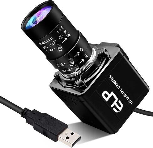 كاميرا ماجنوليا USB كاميرا ويب 8 ميجابكسل 10X بصرية قابلة للتكبير مع عدسة يدوية متغيرة البؤر CS 5-50 مم، كاميرا ويب بمستشعر CMOS IMX179 تكبير وتصغير توصيل الكاميرا الصناعية وتشغيلها لنظام التشغيل Linux Windows Raspberry Pi in Kuwait
