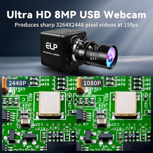 كاميرا ماجنوليا USB كاميرا ويب 8 ميجابكسل 10X بصرية قابلة للتكبير مع عدسة يدوية متغيرة البؤر CS 5-50 مم، كاميرا ويب بمستشعر CMOS IMX179 تكبير وتصغير توصيل الكاميرا الصناعية وتشغيلها لنظام التشغيل Linux Windows Raspberry Pi in Kuwait