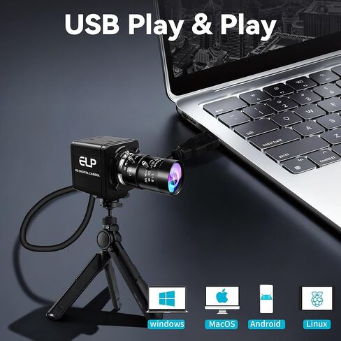 كاميرا ماجنوليا USB كاميرا ويب 8 ميجابكسل 10X بصرية قابلة للتكبير مع عدسة يدوية متغيرة البؤر CS 5-50 مم، كاميرا ويب بمستشعر CMOS IMX179 تكبير وتصغير توصيل الكاميرا الصناعية وتشغيلها لنظام التشغيل Linux Windows Raspberry Pi in Kuwait