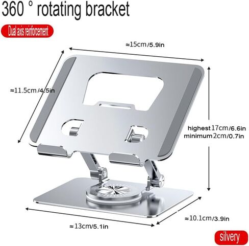 Adjustable Laptop Stand, Monitor Stand with 360 Degree Rotating Base, Ergonomic Laptop Base, Foldable Portable Laptop Stand Suitable for laptops/Tablets in Kuwait