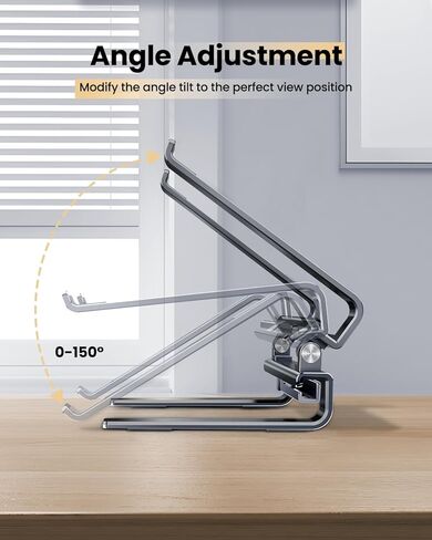 Aluminum Laptop Stand for Desk,Adjustable Computer Stand,Ergonomic Notebook Riser,Portable Ventilated Cooling Laptop Holder,Compatible with MacBook and All 10-16in Laptops in Kuwait