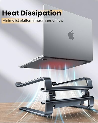 Aluminum Laptop Stand for Desk,Adjustable Computer Stand,Ergonomic Notebook Riser,Portable Ventilated Cooling Laptop Holder,Compatible with MacBook and All 10-16in Laptops in Kuwait