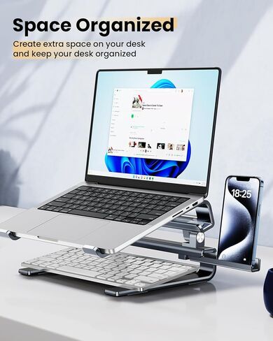 Aluminum Laptop Stand for Desk,Adjustable Computer Stand,Ergonomic Notebook Riser,Portable Ventilated Cooling Laptop Holder,Compatible with MacBook and All 10-16in Laptops in Kuwait