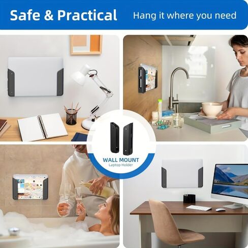 2PCS/Set Under Table Laptop Holder Portable Notebook Storage Bracket Stand Mount Desktop Organizer with Anti-Scratch Silicone Pad for pad Tablet Stand in Kuwait