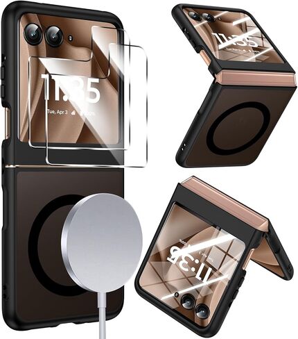 LeYi for Motorola-Razr-2026/2025/2024-Case:【𝐍𝐨𝐭 𝐅𝐢𝐭 𝐏𝐥𝐮𝐬】 2025 Motorola Razr Case Compatible with MagSafe, with 2 𝗫 Screen Protector Integrated Funda para Razor Phone Case 2025, Black in Saudi Arabia