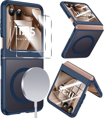 LeYi for Motorola-Razr-2026/2025/2024-Case:【𝐍𝐨𝐭 𝐅𝐢𝐭 𝐏𝐥𝐮𝐬】 2025 Motorola Razr Case Compatible with MagSafe, with 2 𝗫 Screen Protector Integrated Funda para Razor Phone Case 2025, Black in Saudi Arabia