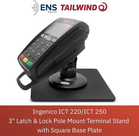 حامل طرفي مثبت على عمود مدمج من ENS Tailwind Ingenico ICT 220/ICT 250 مقاس 3 بوصات مع لوحة قاعدة مربعة قائمة بذاتها للتنقل، أسود in Kuwait