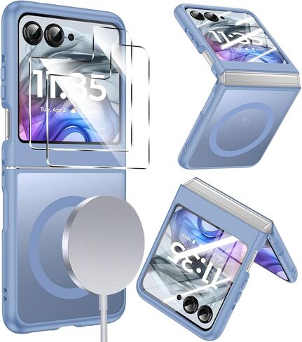 LeYi for Motorola-Razr-2026/2025/2024-Case:【𝐍𝐨𝐭 𝐅𝐢𝐭 𝐏𝐥𝐮𝐬】 2025 Motorola Razr Case Compatible with MagSafe, with 2 𝗫 Screen Protector Integrated Funda para Razor Phone Case 2025, Black in Saudi Arabia