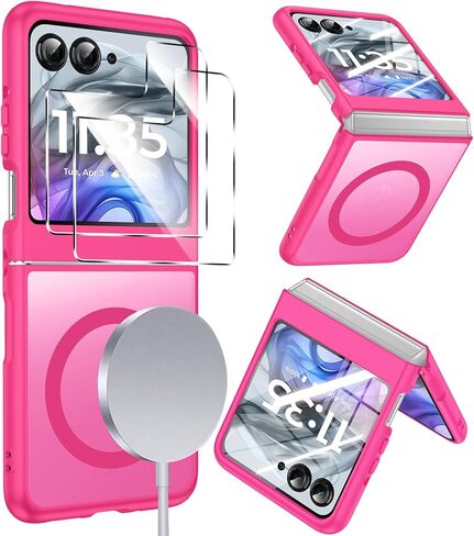 LeYi for Motorola-Razr-2026/2025/2024-Case:【𝐍𝐨𝐭 𝐅𝐢𝐭 𝐏𝐥𝐮𝐬】 2025 Motorola Razr Case Compatible with MagSafe, with 2 𝗫 Screen Protector Integrated Funda para Razor Phone Case 2025, Black in Saudi Arabia