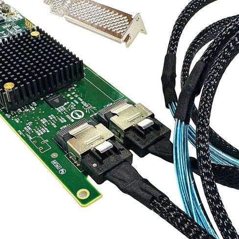 SAS HBA Card Compatible with LSI 9207-8i IT Mode PCIe SATA Expansion Card,Expander Support, 8-Port 6Gbps PCIe 3.0, HBA Controller with 2X SFF-8087 to 4X 8482 SAS Cables for TrueNAS unRAID NAS in Kuwait