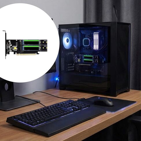 pieceIe4.0 to NVMe Expansion Card Supporting 4Port HDDs Slots RAIDs 0 1 5 and 10 and Aluminum Heat Sink for Stable Storage in Kuwait