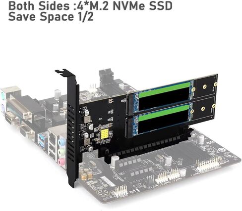 pieceIe4.0 to NVMe Expansion Card Supporting 4Port HDDs Slots RAIDs 0 1 5 and 10 and Aluminum Heat Sink for Stable Storage in Kuwait