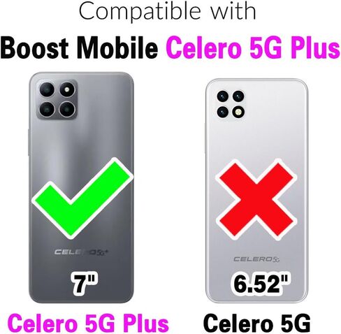 حافظة محفظة Argyle لهاتف Boost Mobile Celero 5G Plus 7 بوصة 2023 مع حزام كتف معصم، 9+ فتحات للبطاقات، محفظة بسحاب فاخر من جلد البولي يوريثان، غطاء هاتف خلوي مربع الشكل لـ 5G+ أخضر in Kuwait