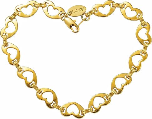 LIFETIME JEWELRY Flat Heart Link Anklet for Women & Teen Girls 24k Gold Plated in Saudi Arabia