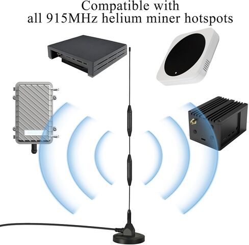 Meshtastic 915MHz LoRa Antenna for Outdoor Helium Hotspot Gateway with 3M Cable(SMA Male) 4.8dBi High Gain Magnetic Base Includes RG58 SMA Male Cable & IPEX Pigtail in Kuwait