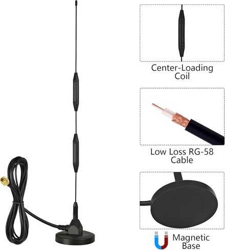Meshtastic 915MHz LoRa Antenna for Outdoor Helium Hotspot Gateway with 3M Cable(SMA Male) 4.8dBi High Gain Magnetic Base Includes RG58 SMA Male Cable & IPEX Pigtail in Kuwait