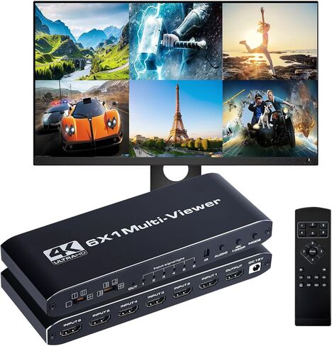 HDMI Multiviewer Switch 6x1، Multi-Viewer Switcher 6 in 1 Out 4K 1080P Full HD، يعرض شاشات 6 أجهزة إدخال HDMI على شاشة إخراج واحدة in Kuwait