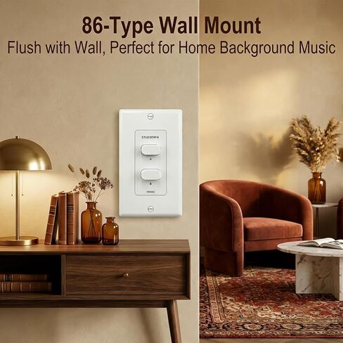STUDIOFINIX in-Wall 2-Zone A/B Speaker Selector Switch, 120W Peak Power Per Channel Speaker Controller Box, Controls 2 Pairs of Speakers, Fits Standard Single-Gang Wall Box for Home Stereo in Kuwait