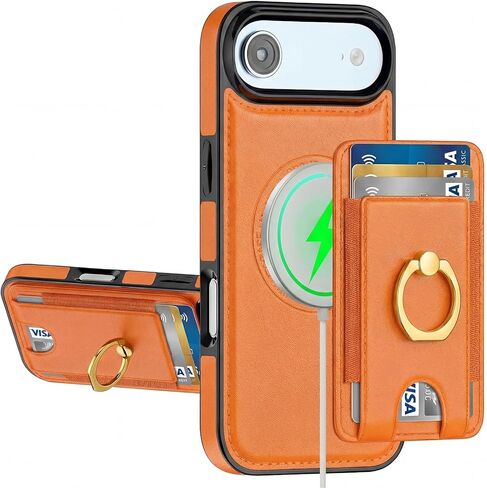 حافظة هاتف DREAMME لهاتف iPhone 17 Air Wallet مع قبضة، حامل بطاقات قابل للفصل، حجب RFID، مسند، مقاوم للصدمات، متوافق مع غطاء هاتف Magsafe 2 في 1 للنساء والرجال، ذهبي وردي in Kuwait