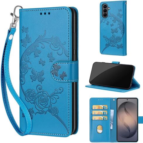 مصمم لمحفظة Samsung Galaxy S26 Plus، غطاء قابل للطي للسيدات مع حامل من جلد البولي يوريثان المنقوش وفتحات لبطاقات الائتمان وحزام المعصم لهاتف Samsung S26 Plus (ذهبي وردي) in Kuwait