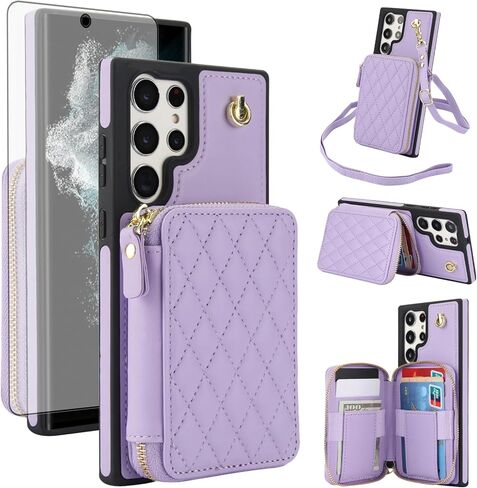 Asuwish Phone Case for Samsung Galaxy S26 Ultra 5G Wallet Cell Cover with Tempered Glass Screen Protector Wrist Crossbody Strap RFID Blocking Card Holder S26Ultra 26S S 26 26Ultra Women Girls Black in Kuwait