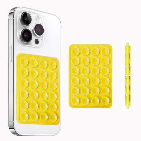Silicone Double-Sided Suction Cup Phone Case Detachable Mount,Hands-Free Phone Accessories Holder for Selfies and Videos (Yellow) in Saudi Arabia