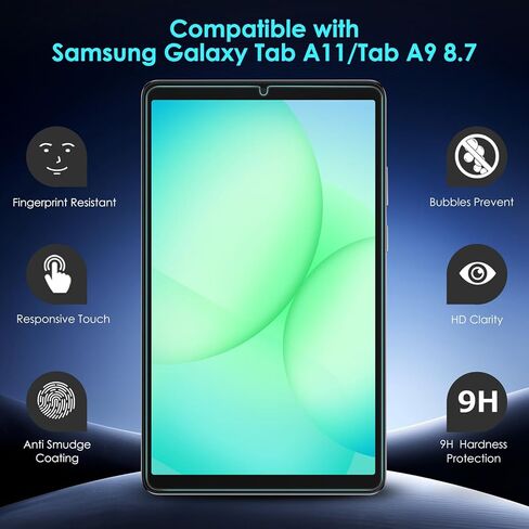 Hianjoo Screen Protector Compatible with Samsung Galaxy Tab A11/ Tab A9 8.7", Tempered Glass with Install Tray [HD Clarity] [9 Hardness] [Anti-Scratch] [Easy Installation] in Kuwait