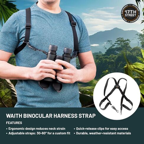 Zeiss 10x42 Terra ED Binoculars for Bird Watching (Black) with Waith Binocular Comfort Carrying Harness Strap, Waith Adjustable Camo Baseball Hat and Waith Microfiber Lens Cleaning Cloth (Bundle Set) in Kuwait