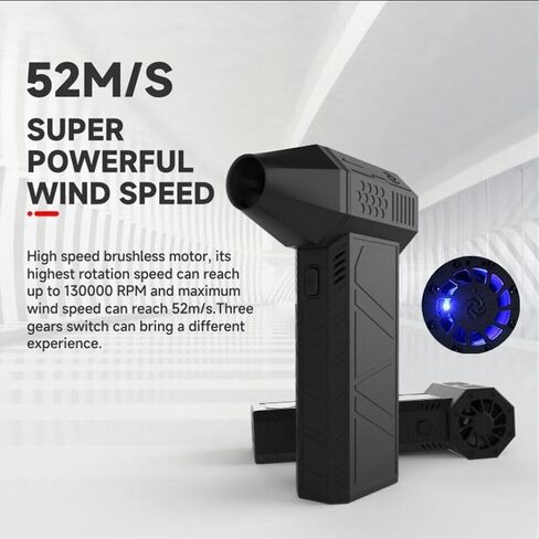 Hydrayne Air Blaster 2.0، منفضة هواء كهربائية صغيرة قابلة لإعادة الشحن من Hydrayne - 3 تروس قابلة للتعديل، منفاخ قوي 130000 دورة في الدقيقة مع ضوء in Kuwait