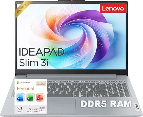 Lenovo IdeaPad Slim 3i • 15.6" FHD Laptop with Microsoft 365 Included • Intel 4 Cores • 128GB SSD • 4GB DDR5RAM • 1TB OneDrive • Privacy Shutter • Dolby Audio • Windows 11 in Kuwait