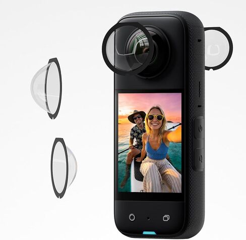 قطعتان من غطاء العدسات الواقية البديلة المتوافقة مع X3، لـ Insta360-X3، أغطية حماية للكمبيوتر الشخصي لـ Insta-360-X3، ملحقات كاميرا الحركة البلاستيكية المقاومة للماء 360 درجة in Kuwait