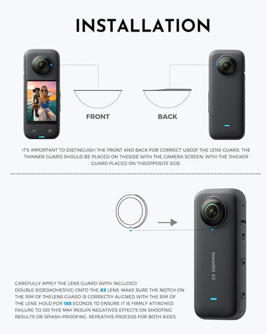 قطعتان من غطاء العدسات الواقية البديلة المتوافقة مع X3، لـ Insta360-X3، أغطية حماية للكمبيوتر الشخصي لـ Insta-360-X3، ملحقات كاميرا الحركة البلاستيكية المقاومة للماء 360 درجة in Kuwait