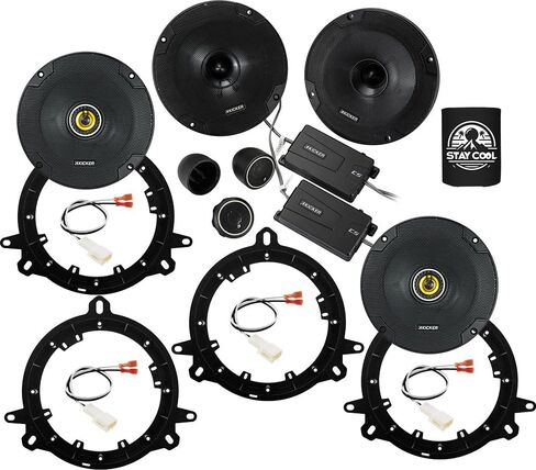 مكبرات صوت KICKER مقاس 6.5 بوصة لمجموعة ترقية Toyota RAV4 2001-2018 - زوجان من سلسلة CS مع محولات وحزام، ومكبر صوت السيارة الأمامي والخلفي CSS65، 46CSS654 & CSC65، 46CSC654 in Kuwait