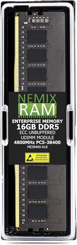 ذاكرة وصول عشوائي 16 جيجابايت 1 × 16 جيجابايت DDR5 4800 ميجاهرتز PC5-38400 1Rx8 1.1V CL40 288-PIN ECC ذاكرة UDIMM NEMIX RAM غير مخزنة متوافقة مع خادم Dell PowerEdge R360 Rack Server in Kuwait