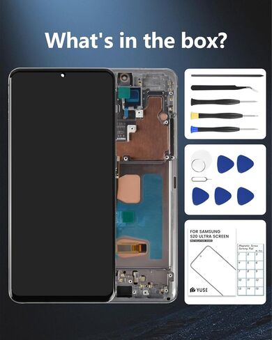 US Version for Samsung S20 Ultra Screen Replacement for Galaxy S20 Ultra 5G with Frame & Fingerprint Sensor – Includes Full Tool Kit & Installation Guide（Black） in Saudi Arabia