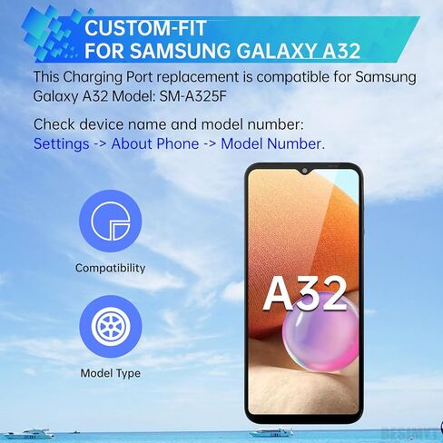 for Samsung Galaxy A32 Charging Port Replacement USB Charger Dock Type-C Connector Flex Cable Board with Microphone Jack Headphone Mic Port Repair Fix for SM-A325F in Kuwait