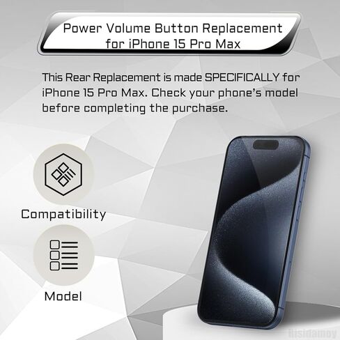 Power Volume Button Flex Cable Replacement for iPhone 15 Pro Max On Off Control Repair Silent Switch Key Side Buttons Replace with Pre-Installed Metal Bracket for iPhone 15 promax A2849 in Kuwait