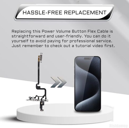 Power Volume Button Flex Cable Replacement for iPhone 15 Pro Max On Off Control Repair Silent Switch Key Side Buttons Replace with Pre-Installed Metal Bracket for iPhone 15 promax A2849 in Kuwait