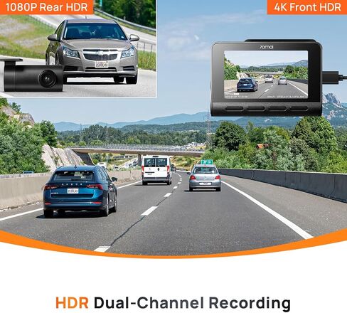 【كاميرا داش A810 + بطاقة SD صغيرة سعة 64 جيجابايت + مجموعة أسلاك صلبة UP05】 كاميرا داش 70mai 4K مع دعم Starvis 2 IMX678 وLTE، كاميرا أمامية وخلفية مزدوجة HDR، نظام تحديد المواقع العالمي المدمج وWiFi، رؤية ليلية، وضع ركن السيارة الذكي in Kuwait