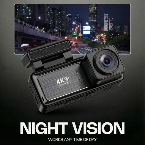 Pentro 4K Dual Dash Cam Front and Rear – UHD 2160P & 1080P Car Camera with WiFi – 64GB SD Card Included – Night Vision, G-Sensor, Parking Mode & Loop Recording – 170° Wide Angle in Kuwait
