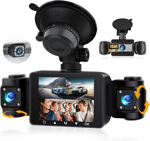 4 Channel Dash Cam Front and Rear Inside Left Right,2.4 Inch 1080P Dash Camera for Cars Car Camera with IR Night Vision,Loop Recording,G-Sensor,Parking Assistance,24H Parking Monitor in Kuwait