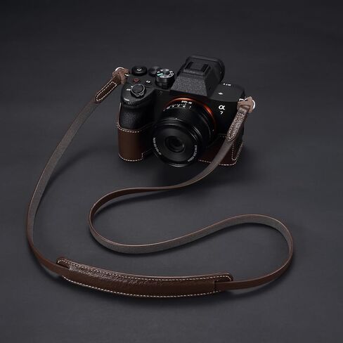 A7M5 Handmade Leather Camera Case Cover for Sony Alpha 7 V/ILCE-7M5 Vintage Genuine Leather Half Body Wrap Protector (Coffee Brown Set) in Kuwait