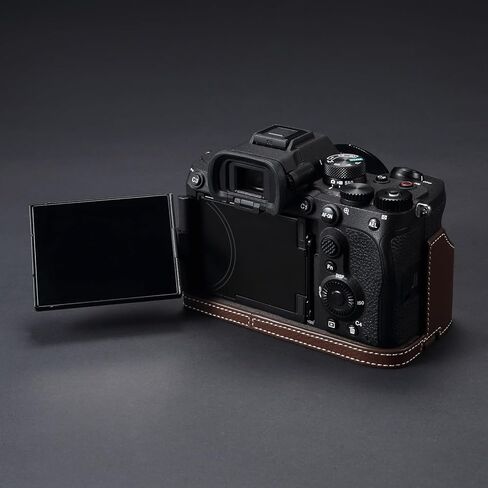 A7M5 Handmade Leather Camera Case Cover for Sony Alpha 7 V/ILCE-7M5 Vintage Genuine Leather Half Body Wrap Protector (Coffee Brown Set) in Kuwait