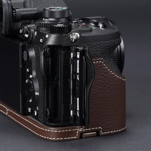 A7M5 Handmade Leather Camera Case Cover for Sony Alpha 7 V/ILCE-7M5 Vintage Genuine Leather Half Body Wrap Protector (Coffee Brown Set) in Kuwait